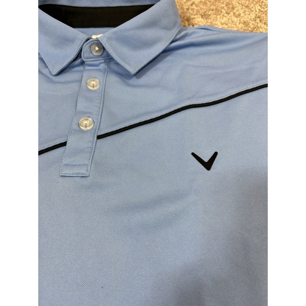 Callaway Golf Polo Mens Medium Blue Excellent Short Sleeve Diagonal Stripe Shirt - Picture 5 of 7